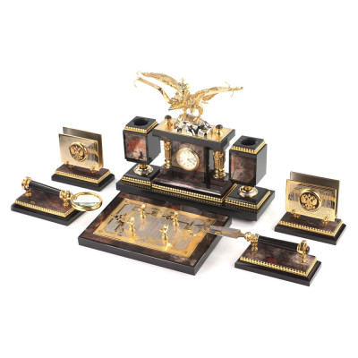 Настольный письменный набор из яшмы и долерита с декором Двуглавый орел Manager Organizer