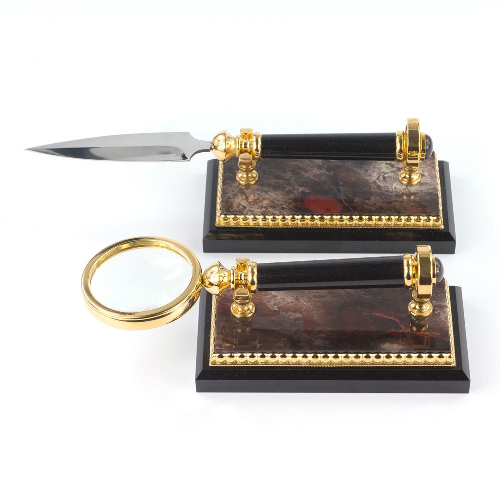 Настольный письменный набор из яшмы и долерита с декором Двуглавый орел Manager Organizer