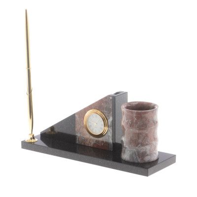 Настольный письменный набор из яшмы с часами Manager Organizer