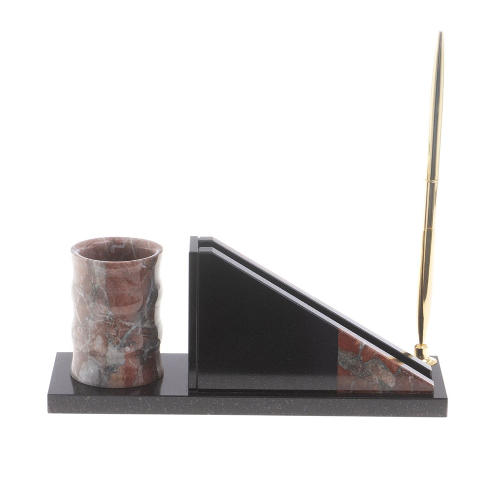 Настольный письменный набор из яшмы с часами Manager Organizer