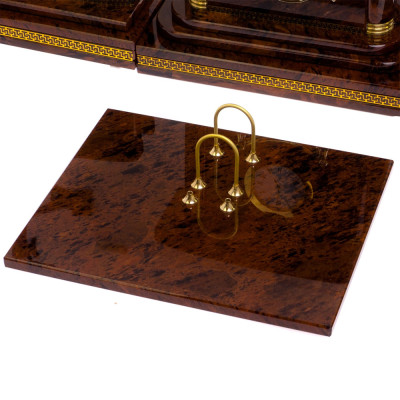 Настольный письменный набор с часами и визитницами из природного камня обсидиана Royal Present