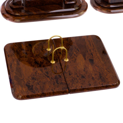 Настольный письменный набор с часами из природного камня обсидиана Contract Extended