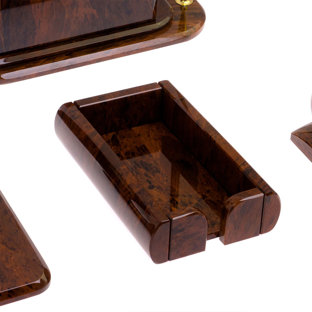 Настольный письменный набор с часами из природного камня обсидиана  Contract Extended