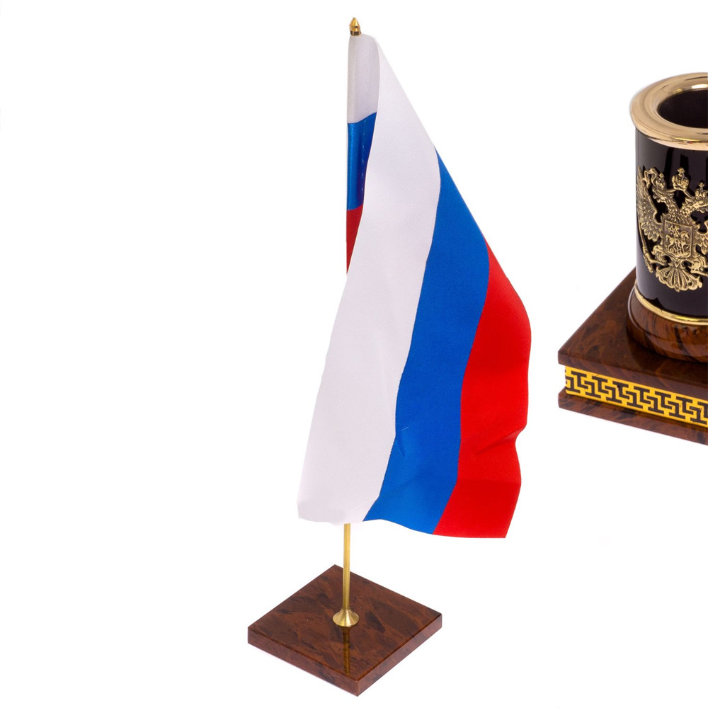 Настольный письменный набор с часами из природного камня обсидиана Royal Set