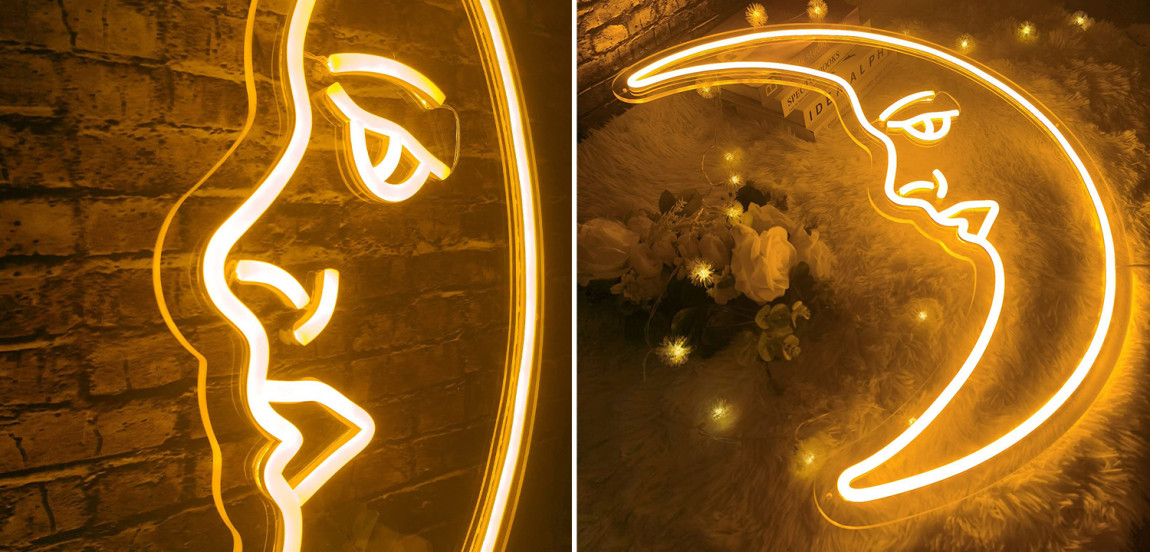 Неоновая настенная лампа Crescent Moon Neon Wall Lamp