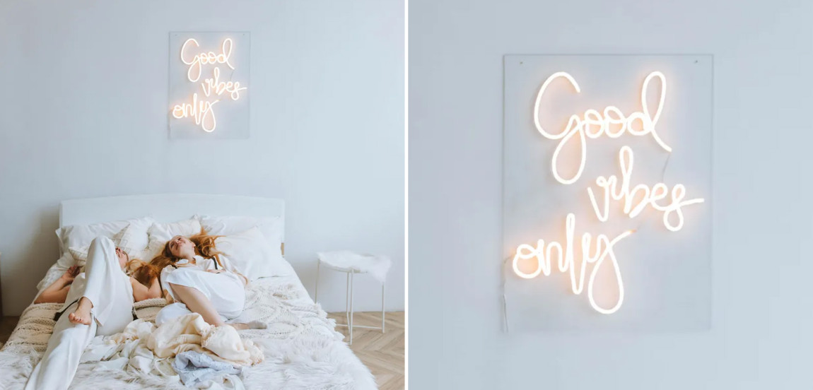 Неоновая настенная лампа Good Vibes Only Neon Wall Lamp