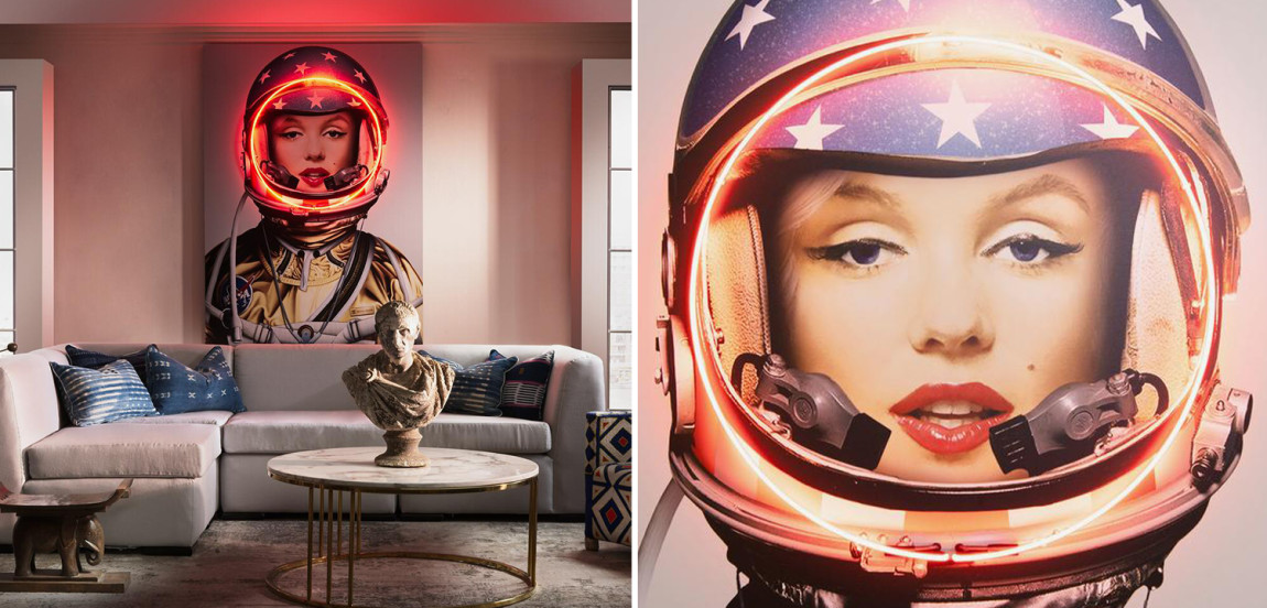 Неоновый постер Мерлин Монро в Скафандре Space Girl Marilyn