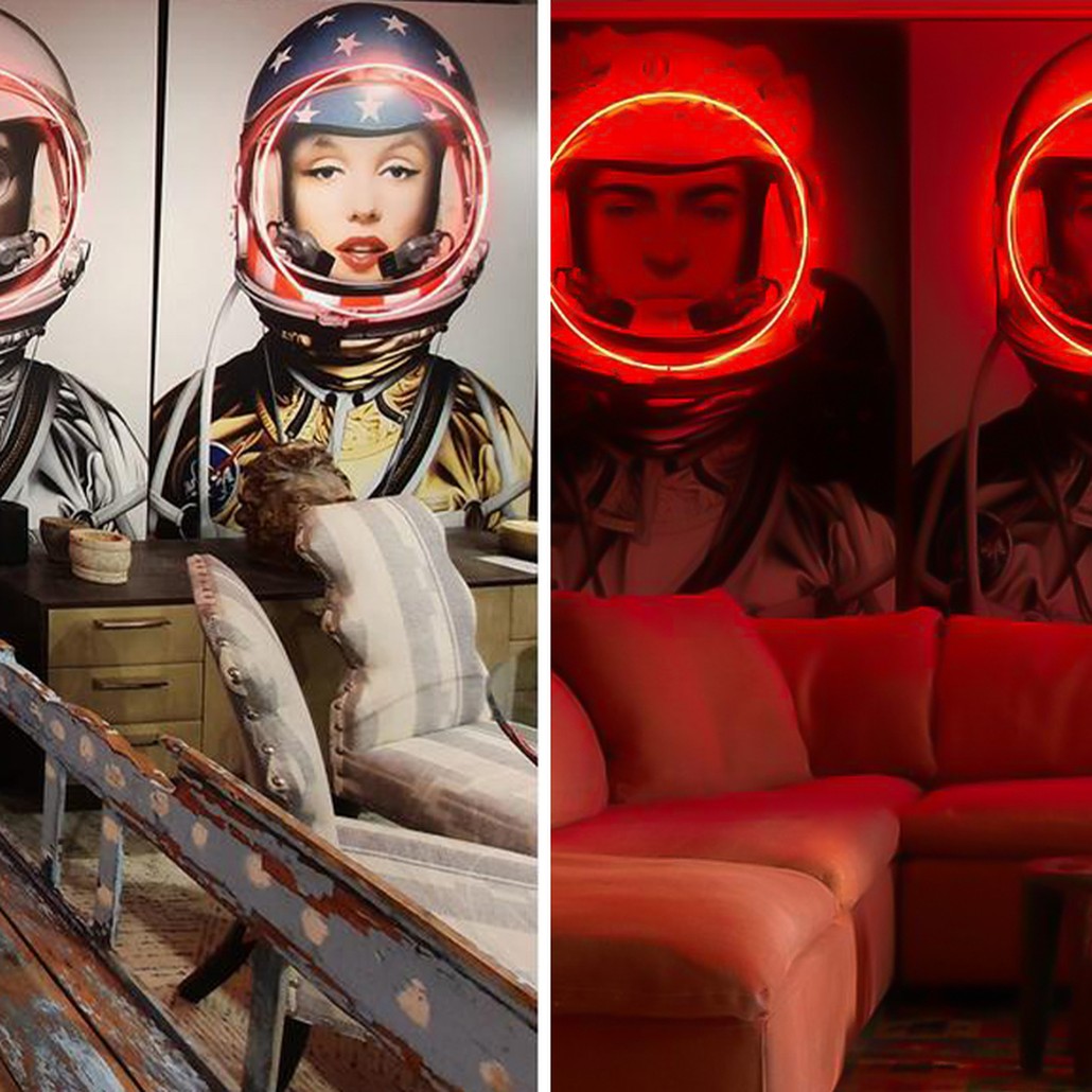 Неоновый постер Мерлин Монро в Скафандре Space Girl Marilyn