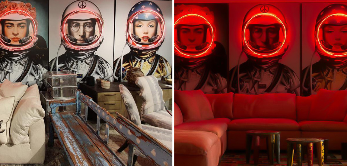 Неоновый постер Мерлин Монро в Скафандре Space Girl Marilyn