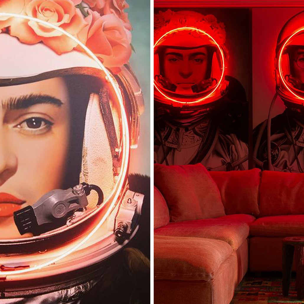 Неоновый постер Фрида Кало в Скафандре Space Girl Frida