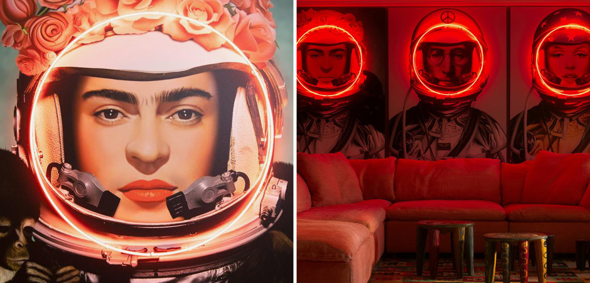 Неоновый постер Фрида Кало в Скафандре Space Girl Frida