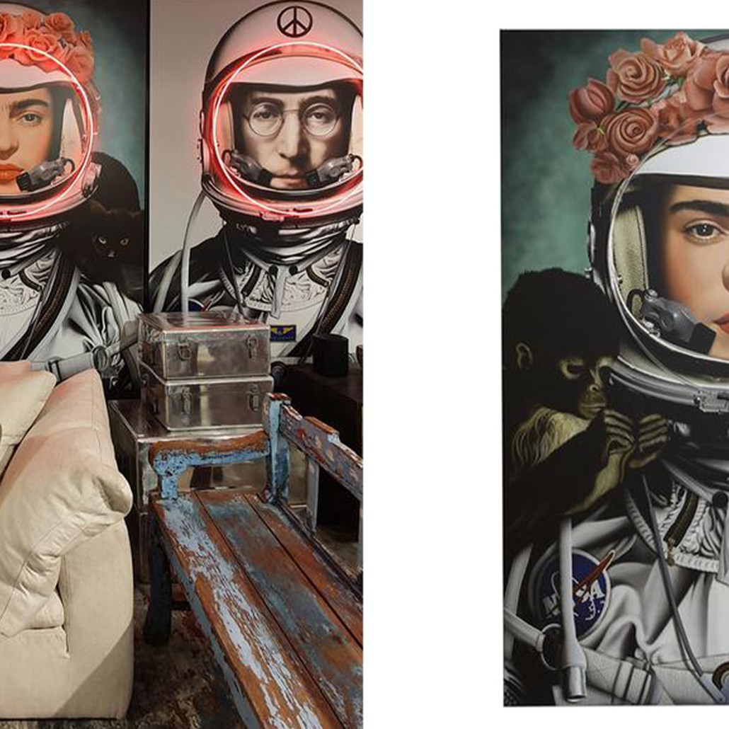 Неоновый постер Фрида Кало в Скафандре Space Girl Frida