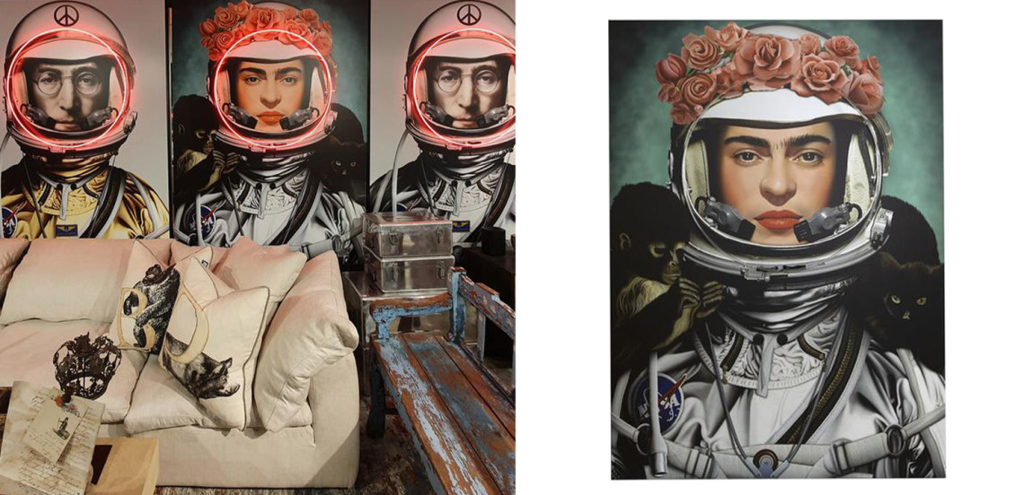 Неоновый постер Фрида Кало в Скафандре Space Girl Frida