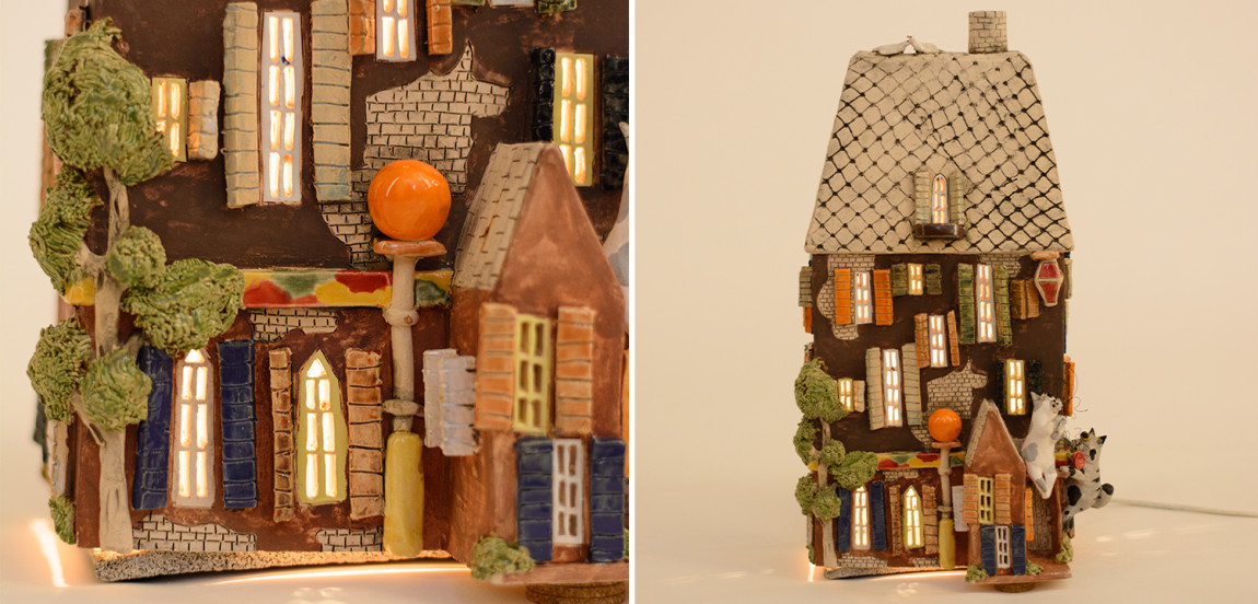 Ночник Домик Two Cats brown