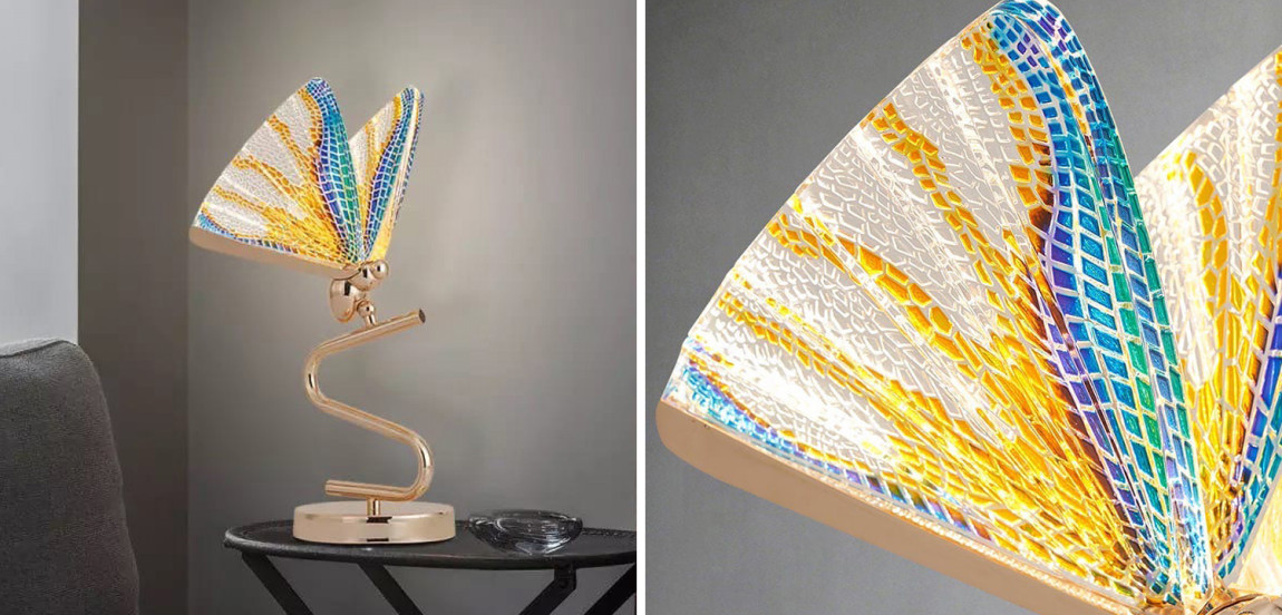 Ночник с Бабочкой Butterfly Colored glass Table Lamp J