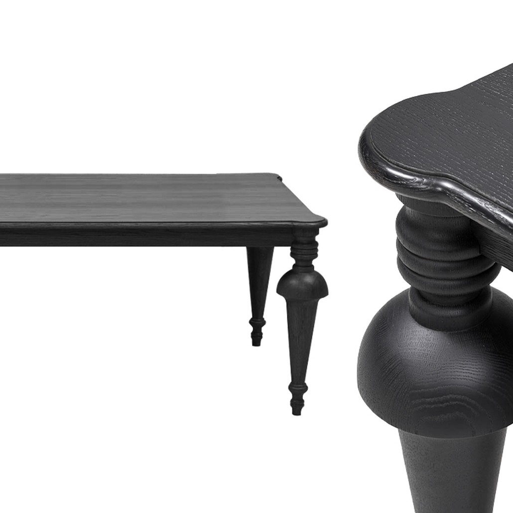 Обеденный деревянный стол Kelise Black Dinner Table Чёрный