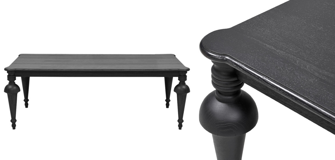 Обеденный деревянный стол Kelise Black Dinner Table Чёрный