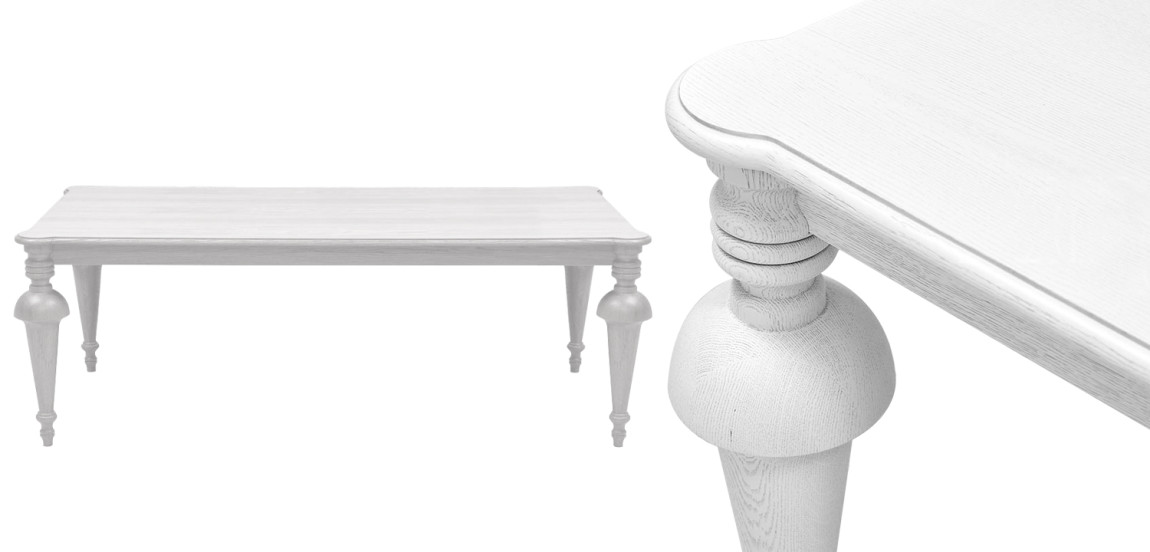 Обеденный деревянный стол Kelise White Dinner Table Белый