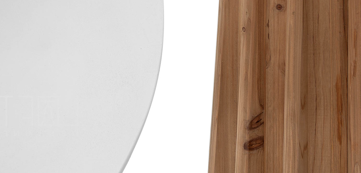 Обеденный круглый стол Seamus White Concrete Wood Dining Table