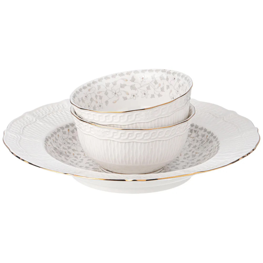 Обеденный сервиз белого цвета из фарфора на 6 персон 23 предмета Floral Charm