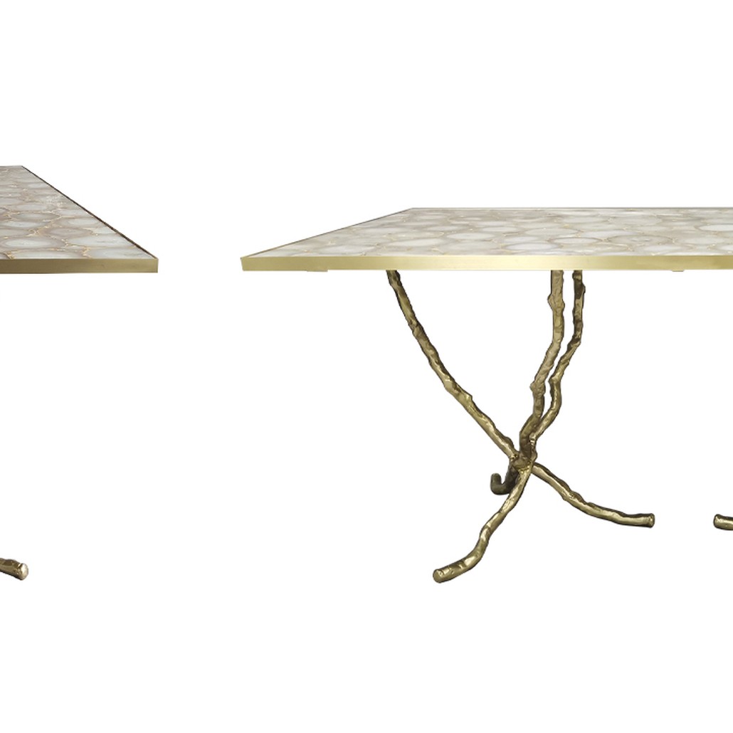 Обеденный стол Agate Design Beige Gold Dining Table