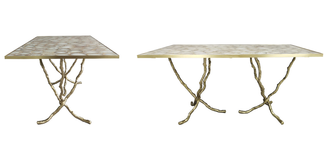 Обеденный стол Agate Design Beige Gold Dining Table