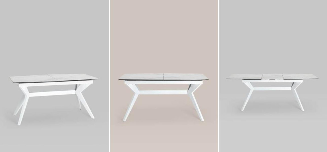 Обеденный стол Akseldor Ceramics раскладной белый