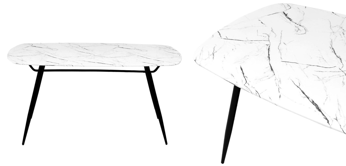 Обеденный стол Hettie Dinner Table столешница с рисунком под мрамор