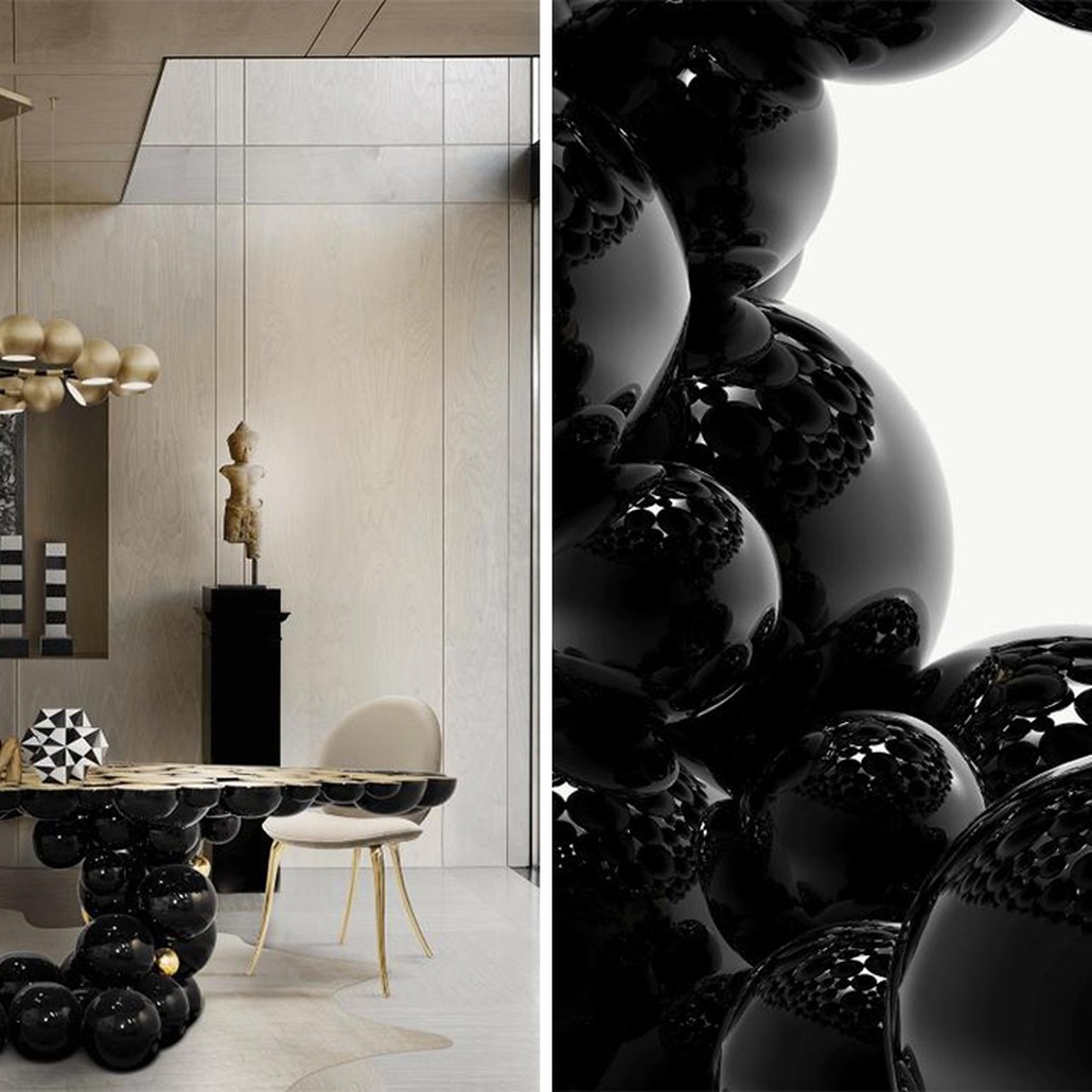 Обеденный стол Newton Dining Table in Black Lacquered Aluminum by Boca do Lobo