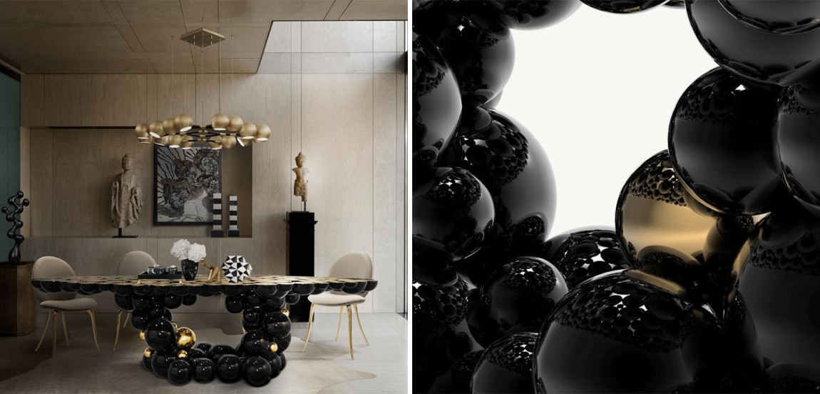 Обеденный стол Newton Dining Table in Black Lacquered Aluminum by Boca do Lobo