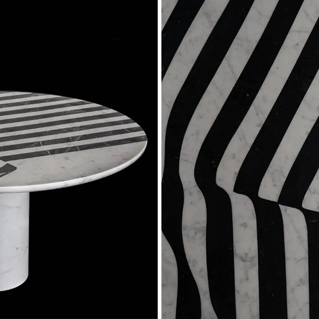 Обеденный стол Safwan Black and White Stripes Dining Table