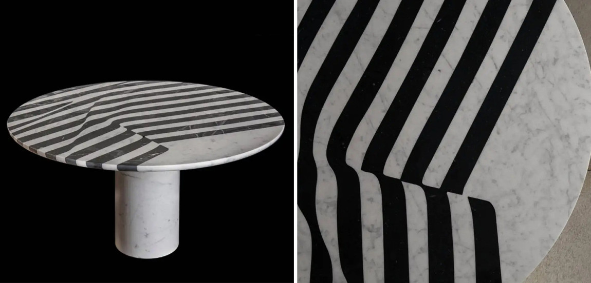Обеденный стол Safwan Black and White Stripes Dining Table