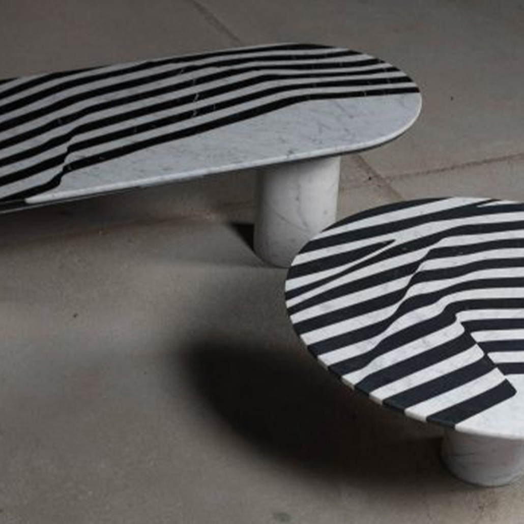Обеденный стол Safwan Black and White Stripes Dining Table
