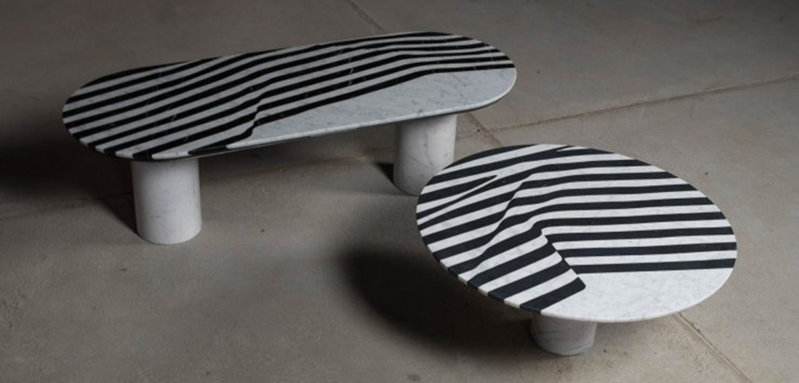 Обеденный стол Safwan Black and White Stripes Dining Table