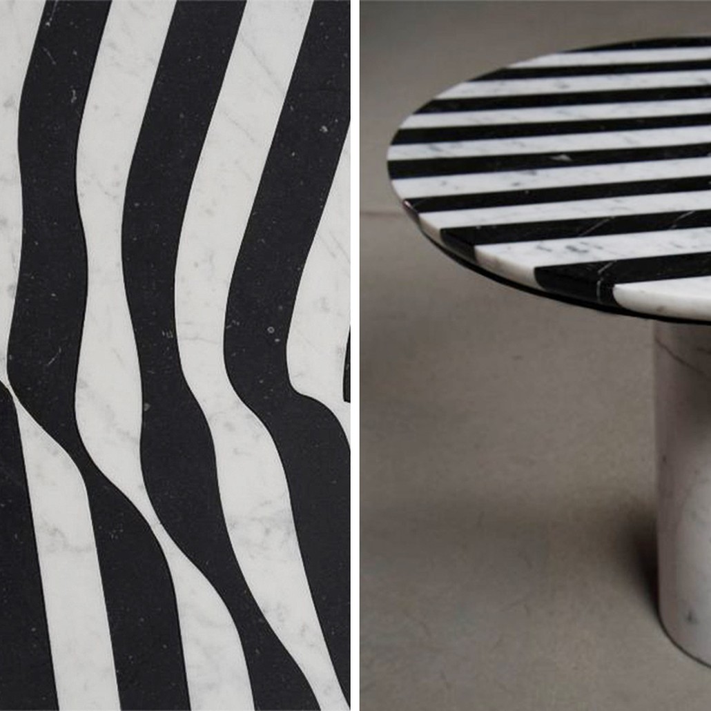 Обеденный стол Safwan Black and White Stripes Dining Table