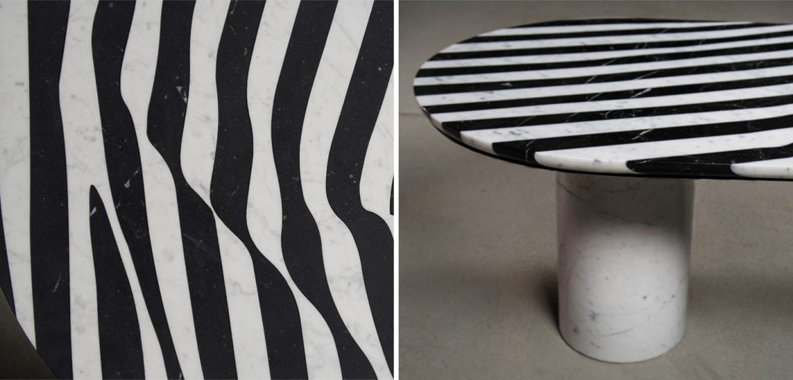 Обеденный стол Safwan Black and White Stripes Dining Table
