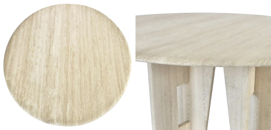 Обеденный стол Travertine Marble Dining Table Round with Sculptural Architectural Base