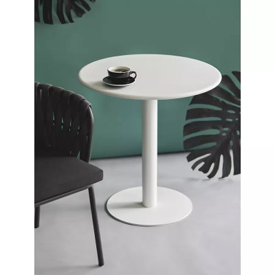 Обеденный стол белый с круглой столешницей White Laconic Table