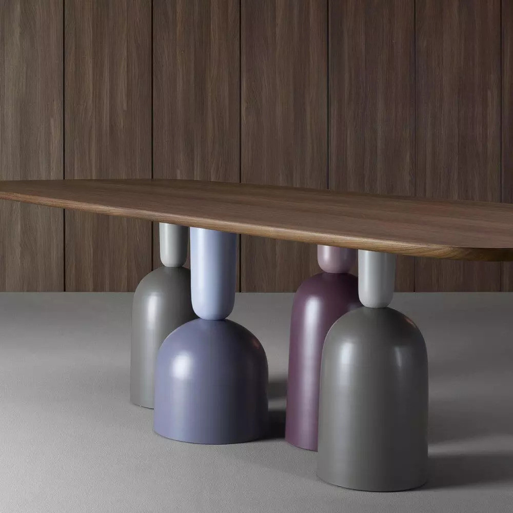 Обеденный стол деревянный с разноцветными фигурными ножками Cop