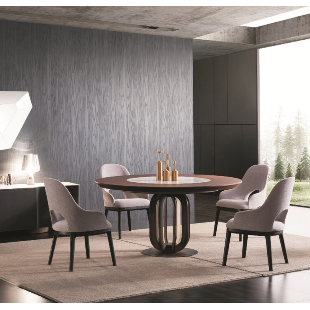 Обеденный стол круглый на чёрном фигурном основании Bosnia dinning table
