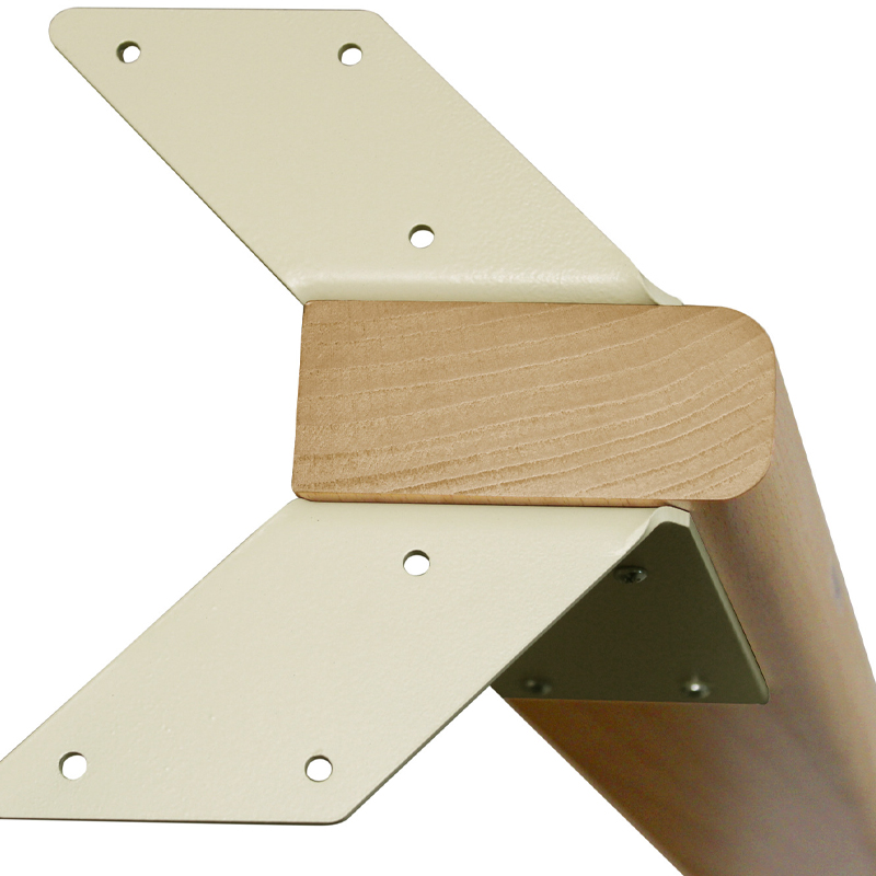 Обеденный стол с прямоугольной бежевой столешницей из стекла на 4-х деревянных ножках Beige Marble