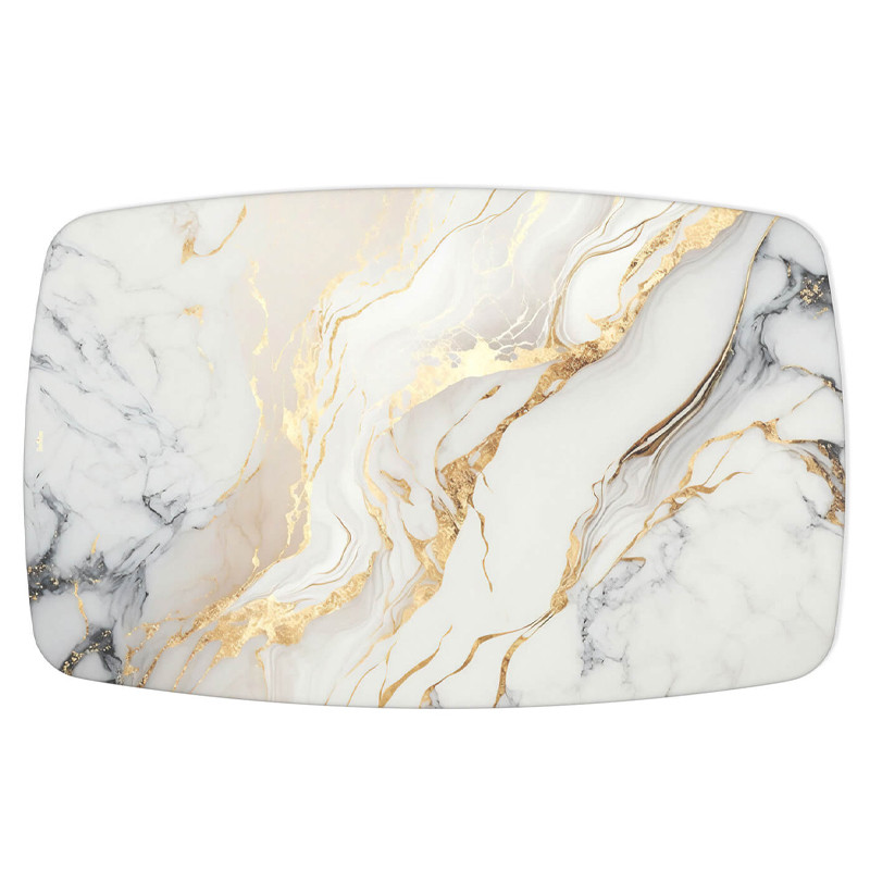 Обеденный стол с прямоугольной столешницей из стекла на черных металлических ножках White Marble