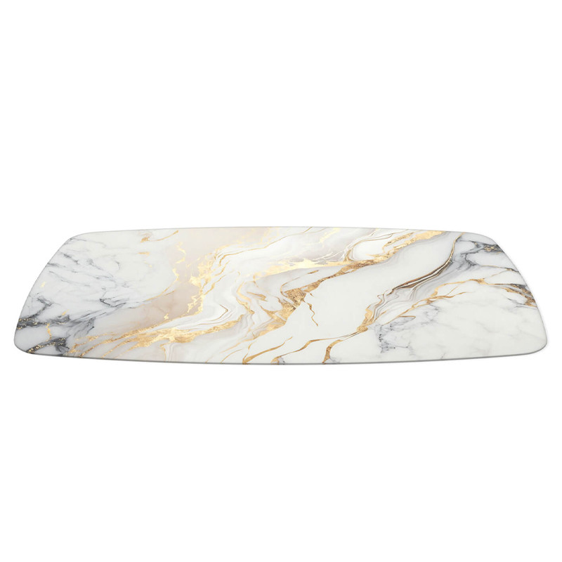 Обеденный стол с прямоугольной столешницей из стекла на черных металлических ножках White Marble