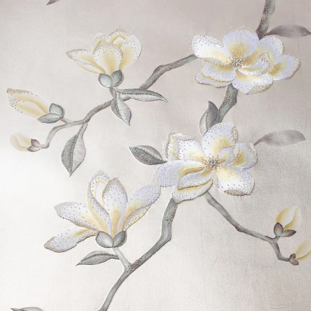Обои Magnolia Canopy Colourway SC-288 on Natural Mica metallic silk