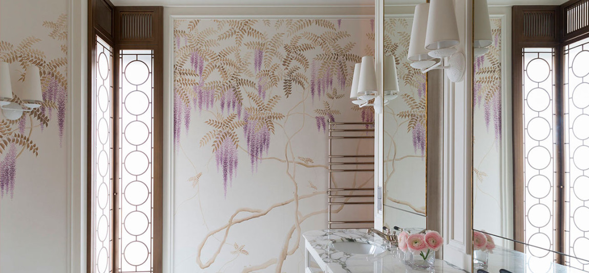 Обои в японском стиле Wisteria Colourway SC-247 on Natural Mica metallic silk