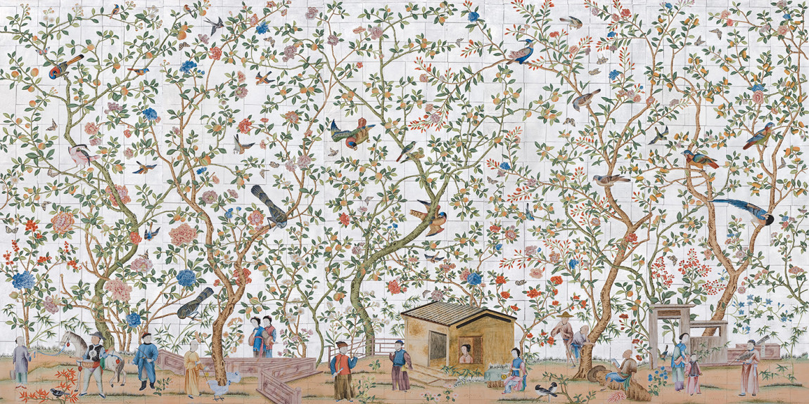 Обои ручная роспись Abbotsford Mauve Silver