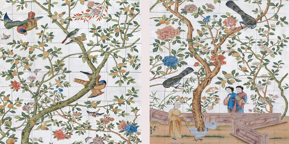 Обои ручная роспись Abbotsford Mauve Silver