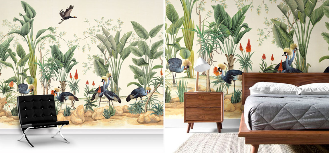 Обои ручная роспись African Cranes