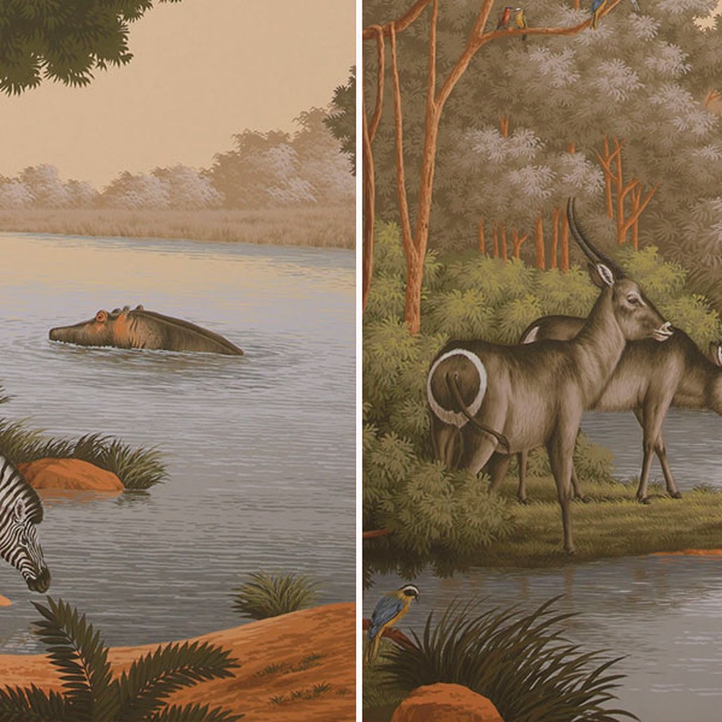 Обои ручная роспись African Savannah Amarelo on scenic paper