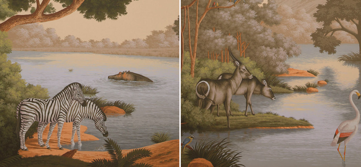 Обои ручная роспись African Savannah Amarelo on scenic paper